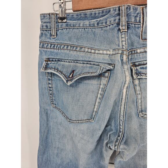 Vintage Y2K Iron Jeans Men Sz 32x30 Light Wash Distressed Blue Jeans Flap Pocket - Picture 6 of 7
